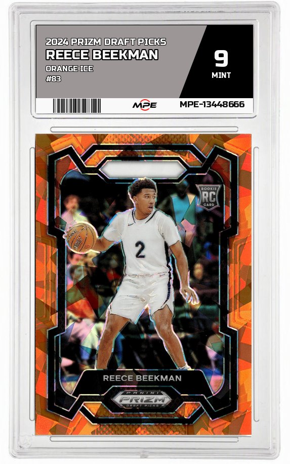 2024 PRIZM DRAFT PICKS ORANGE ICE #83 REECE BEEKMAN MPE 9 MINT — graded card auctioned from the MPE vault