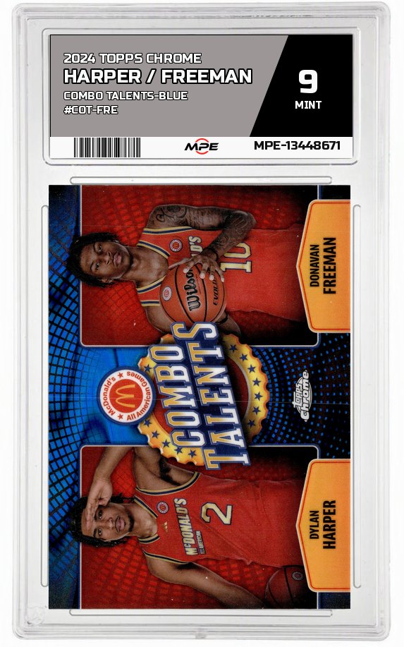 2024 TOPPS CHROME COMBO TALENTS-BLUE #COT-FRE HARPER / FREEMAN MPE 9 MINT — graded card auctioned from the MPE vault