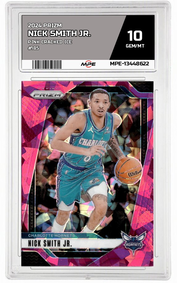 2024 PRIZM PINK CRACKED ICE #185 NICK SMITH JR. MPE 10 GEM/MT — graded card auctioned from the MPE vault