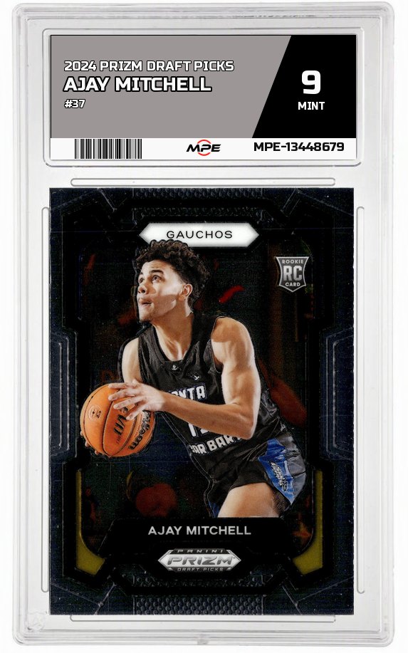 2024 PRIZM DRAFT PICKS #37 AJAY MITCHELL MPE 9 MINT — graded card auctioned from the MPE vault