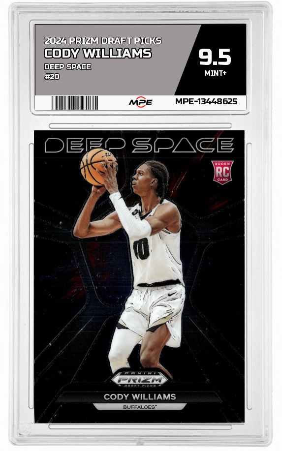 2024 PRIZM DRAFT PICKS DEEP SPACE #20 CODY WILLIAMS MPE 9.5 MINT+ — graded card auctioned from the MPE vault
