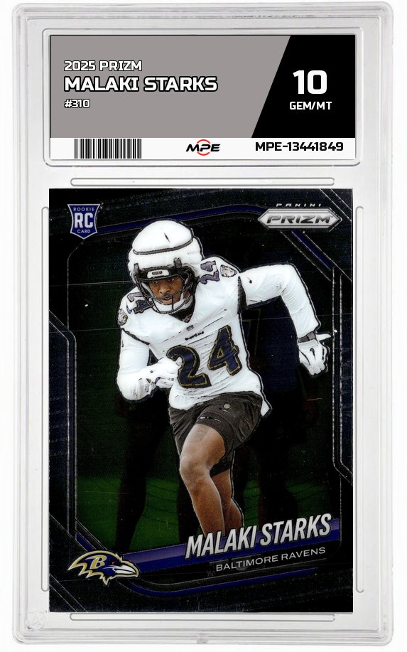 2025 PRIZM #310 MALAKI STARKS MPE 10 GEM/MT — graded card auctioned from the MPE vault