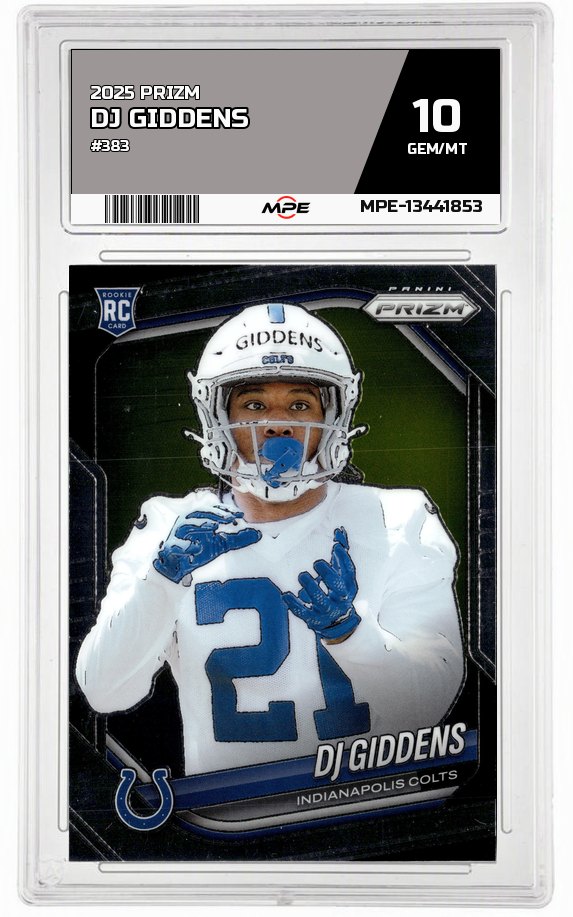 2025 PRIZM #383 DJ GIDDENS MPE 10 GEM/MT — graded card auctioned from the MPE vault