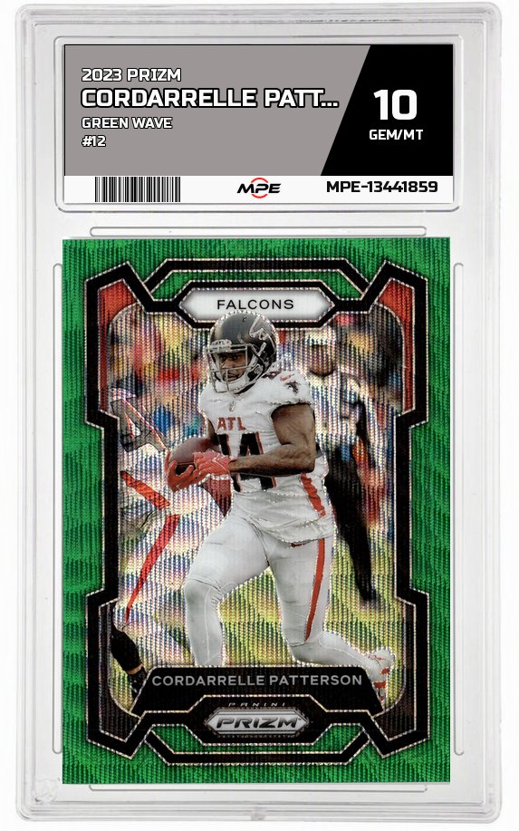 2023 PRIZM GREEN WAVE #12 CORDARRELLE PATTERSON MPE 10 GEM/MT — graded card up for auction