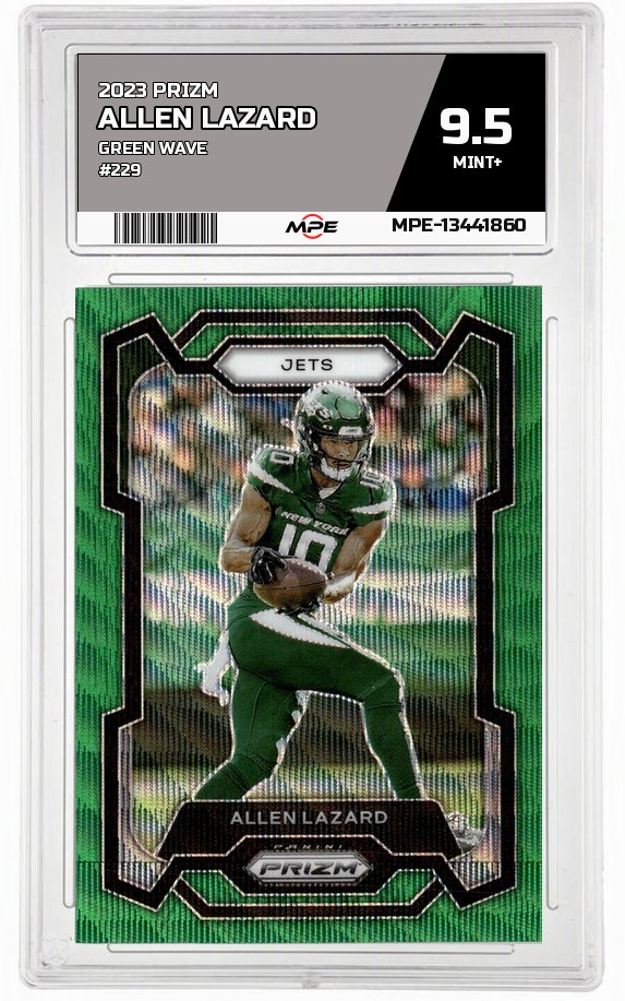 2023 PRIZM GREEN WAVE #229 ALLEN LAZARD MPE 9.5 MINT+ — graded card up for auction