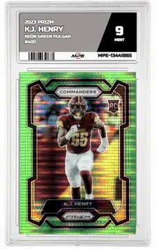 2023 PRIZM NEON GREEN PULSAR #400 K.J. HENRY MPE 9 MINT — graded card up for auction