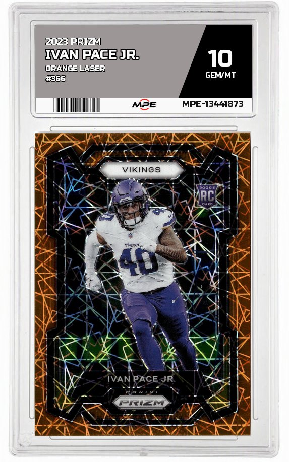 2023 PRIZM ORANGE LASER #366 IVAN PACE JR. MPE 10 GEM/MT — graded card auctioned from the MPE vault