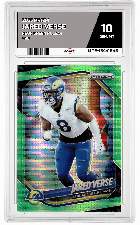 2025 PRIZM Neon Green Pulsar #30 JARED VERSE MPE 10 GEM/MT — graded card up for auction
