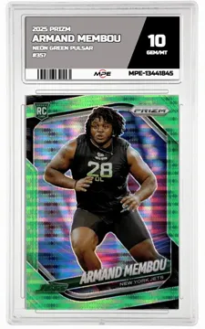 2025 PRIZM Neon Green Pulsar #357 ARMAND MEMBOU MPE 10 GEM/MT — graded card up for auction