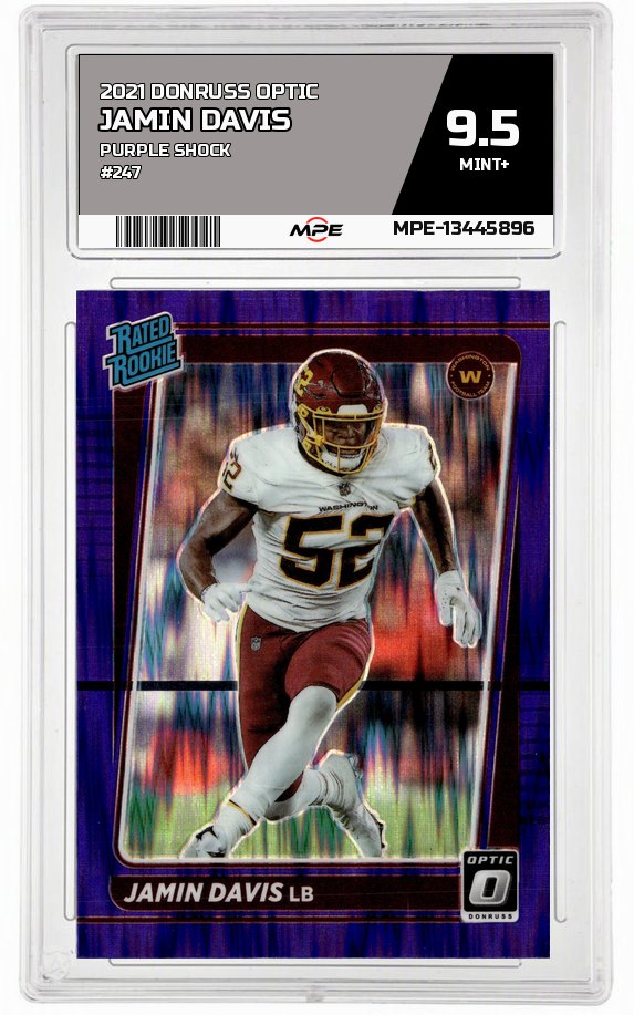 2021 DONRUSS OPTIC PURPLE SHOCK #247 JAMIN DAVIS MPE 9.5 MINT+ — graded card auctioned from the MPE vault