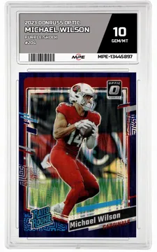 2023 DONRUSS OPTIC PURPLE SHOCK #204 MICHAEL WILSON MPE 10 GEM/MT — graded card up for auction