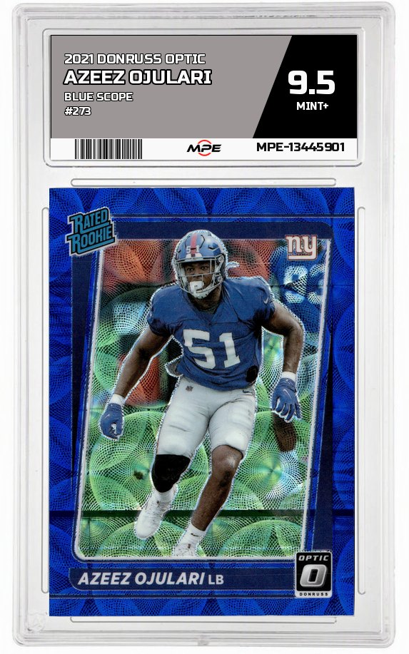 2021 DONRUSS OPTIC BLUE SCOPE #273 AZEEZ OJULARI MPE 9.5 MINT+ — graded card auctioned from the MPE vault