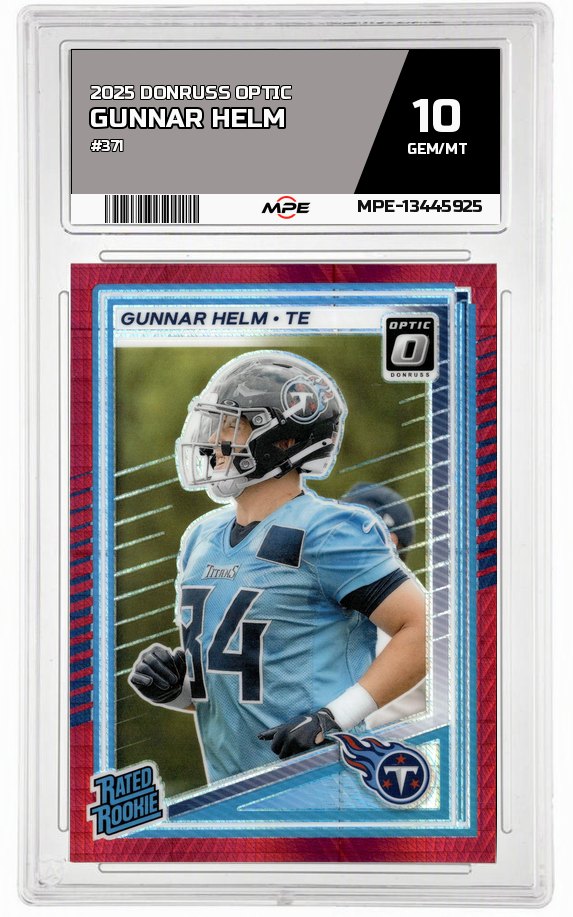2025 DONRUSS OPTIC #371 GUNNAR HELM MPE 10 GEM/MT — graded card auctioned from the MPE vault