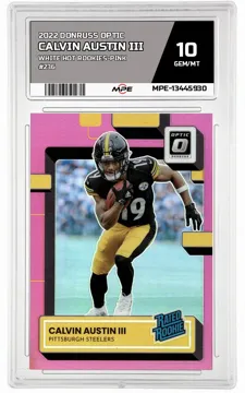2022 DONRUSS OPTIC WHITE HOT ROOKIES-PINK #236 CALVIN AUSTIN III MPE 10 GEM/MT — graded card up for auction
