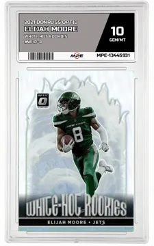 2021 DONRUSS OPTIC WHITE HOT ROOKIES #WHR-8 ELIJAH MOORE MPE 10 GEM/MT — graded card up for auction