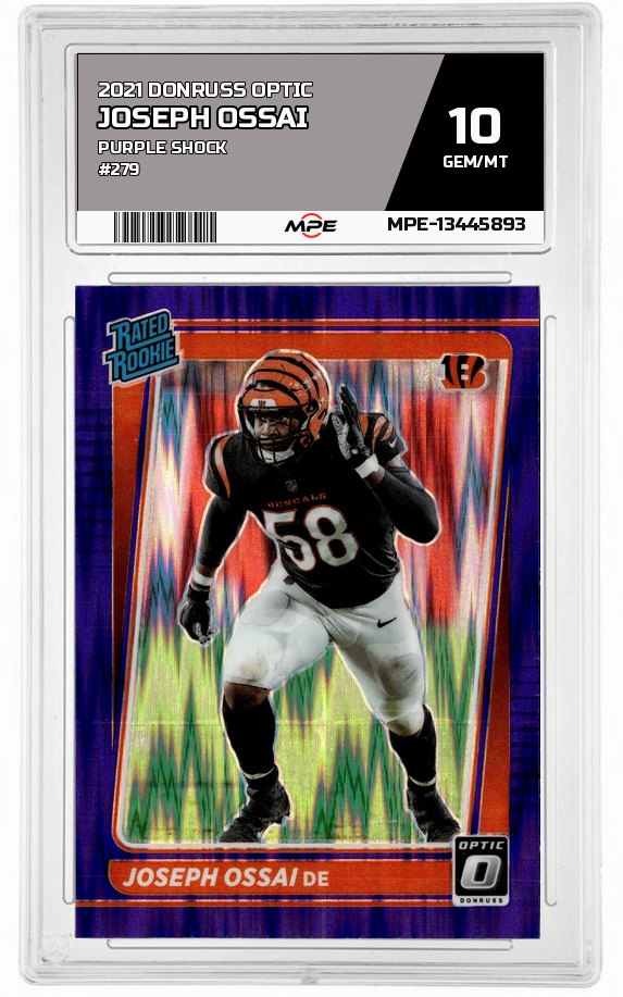2021 DONRUSS OPTIC PURPLE SHOCK #279 JOSEPH OSSAI MPE 10 GEM/MT — graded card auctioned from the MPE vault
