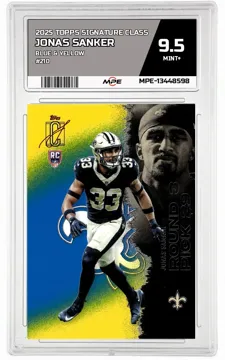 2025 TOPPS SIGNATURE CLASS Blue & Yellow #210 JONAS SANKER MPE 9.5 MINT+ — graded card up for auction
