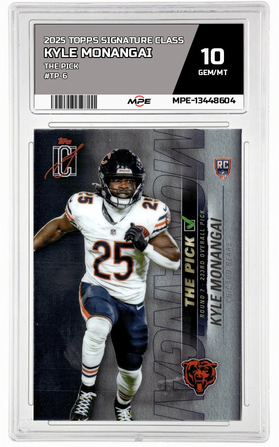 2025 TOPPS SIGNATURE CLASS THE PICK #TP-6 KYLE MONANGAI MPE 10 GEM/MT — graded card auctioned from the MPE vault