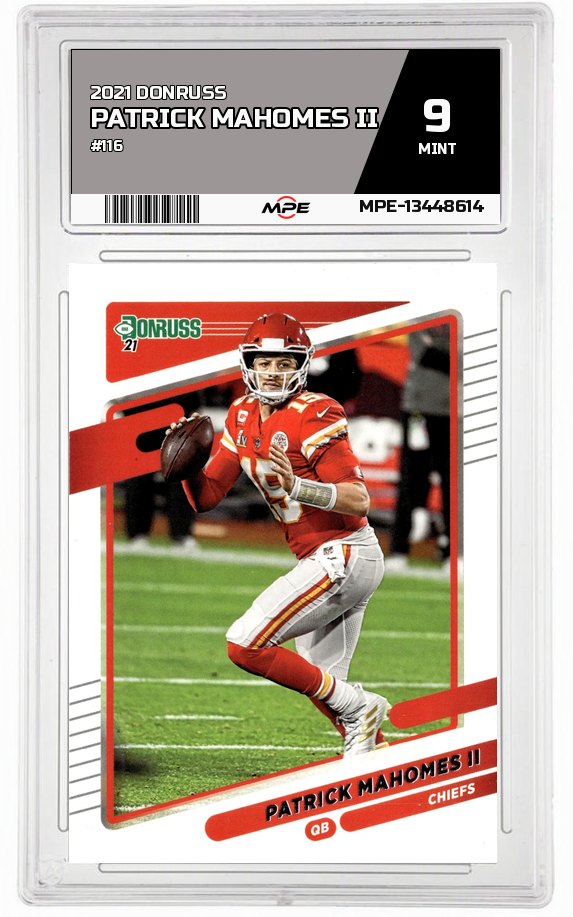 2021 DONRUSS #116 PATRICK MAHOMES II MPE 9 MINT — graded card auctioned from the MPE vault