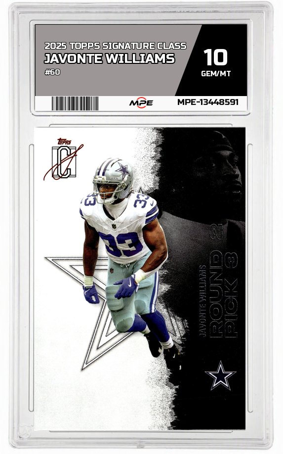 2025 TOPPS SIGNATURE CLASS #60 JAVONTE WILLIAMS MPE 10 GEM/MT — graded card auctioned from the MPE vault