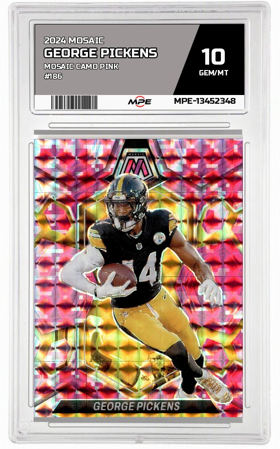 2024 MOSAIC MOSAIC CAMO PINK #186 GEORGE PICKENS MPE 10 GEM/MT — graded card auctioned from the MPE vault