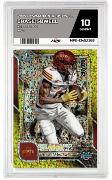 2025 BOWMAN UNIVERSITY CHROME XREFRACTOR #123 CHASE SOWELL MPE 10 GEM/MT — graded card up for auction