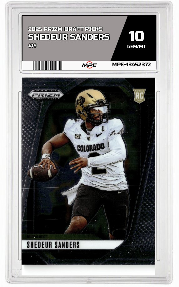 2025 PRIZM DRAFT PICKS #19 SHEDEUR SANDERS MPE 10 GEM/MT — graded card auctioned from the MPE vault