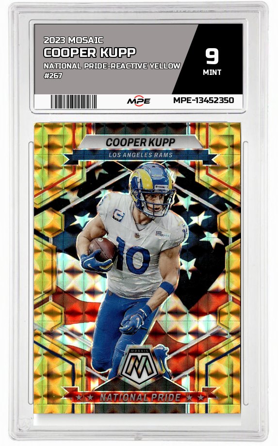 2023 MOSAIC NATIONAL PRIDE-REACTIVE YELLOW #267 COOPER KUPP MPE 9 MINT — graded card auctioned from the MPE vault