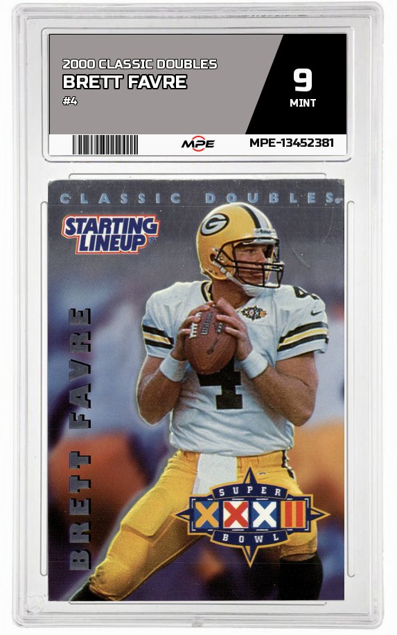 2000 CLASSIC DOUBLES #4 BRETT FAVRE MPE 9 MINT — graded card auctioned from the MPE vault