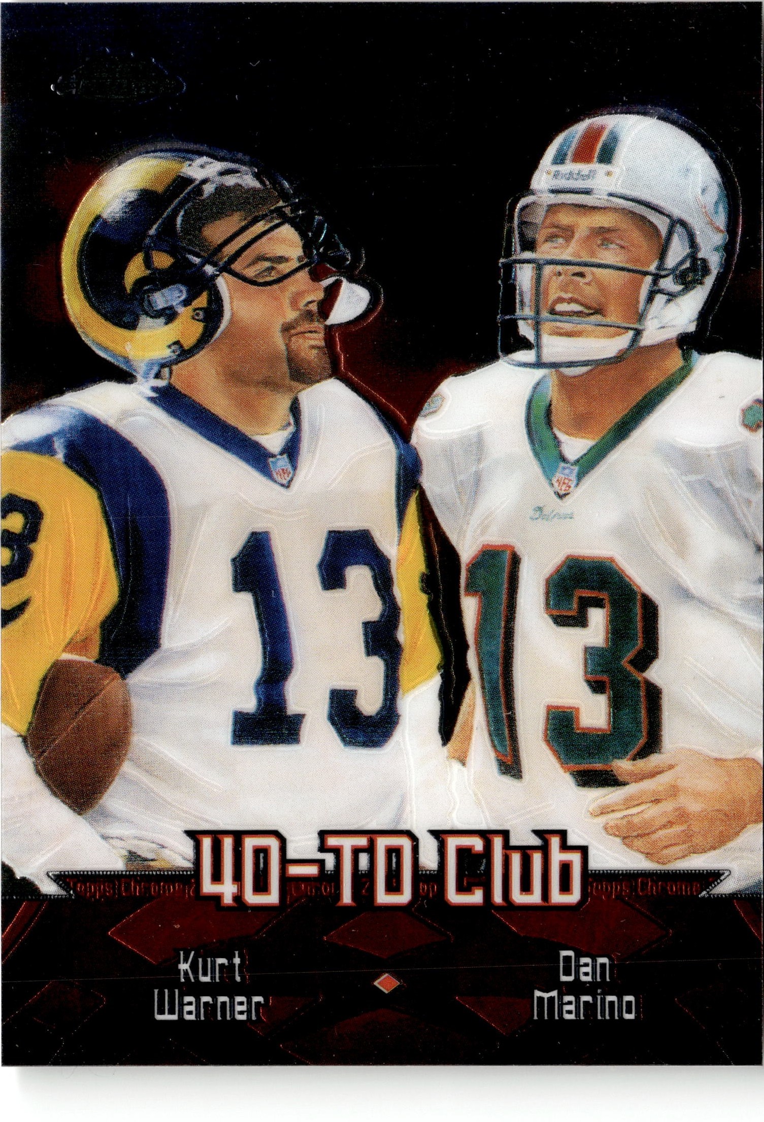 2000 Topps Chrome Kurt Warner / Dan Marino graded slab