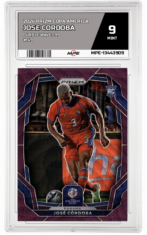 2024 PRIZM COPA AMERICA PURPLE WAVE /99 #149 JOSE CORDOBA MPE 9 MINT — graded card auctioned from the MPE vault