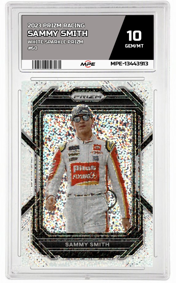 2023 PRIZM RACING White Sparkle Prizm #60 SAMMY SMITH MPE 10 GEM/MT — graded card auctioned from the MPE vault
