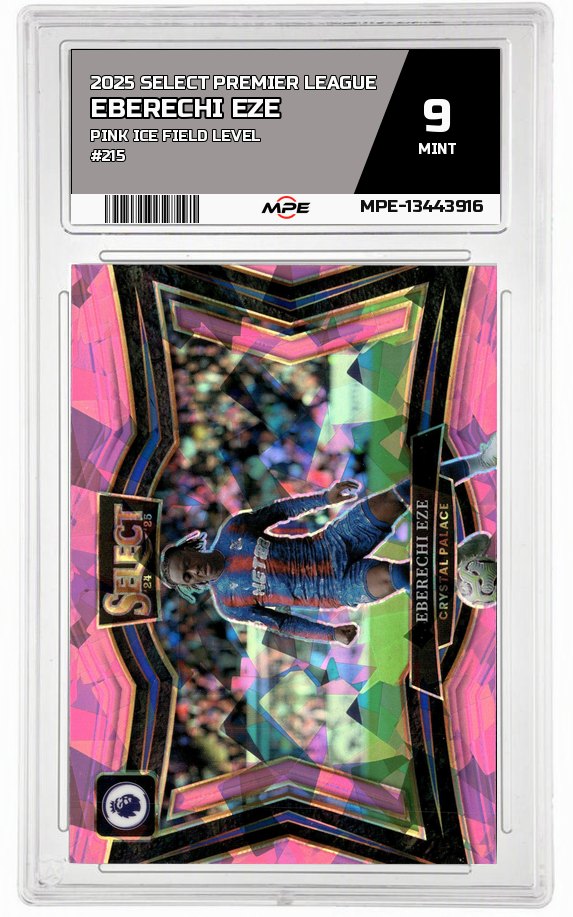 2025 SELECT PREMIER LEAGUE Pink Ice Field Level #215 EBERECHI EZE MPE 9 MINT — graded card auctioned from the MPE vault
