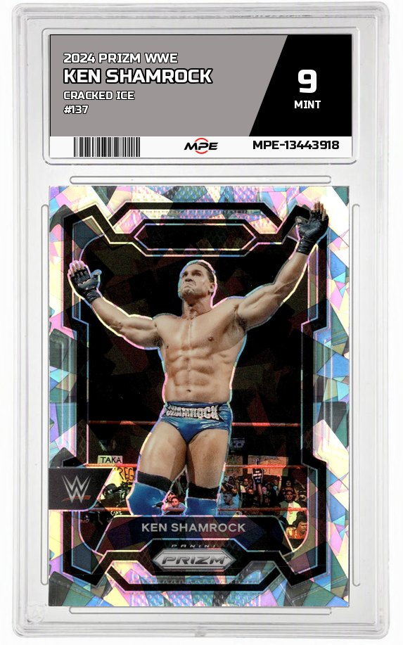 2024 PRIZM WWE Cracked Ice #137 KEN SHAMROCK MPE 9 MINT — graded card auctioned from the MPE vault