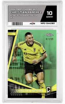 2024 TOPPS CHROME MLS Neon Green Lava Refractor #178 CHRISTIAN RAMIREZ MPE 10 GEM/MT — graded card up for auction
