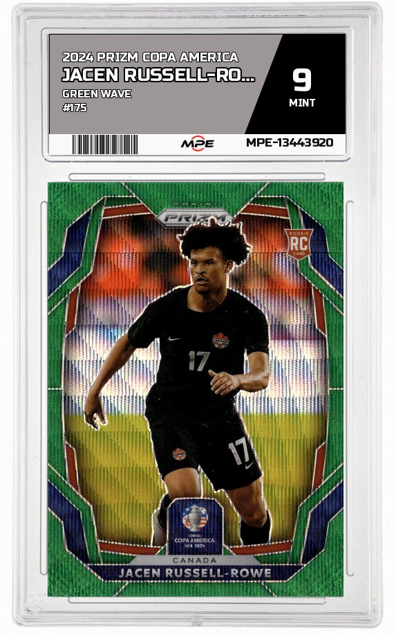 2024 PRIZM COPA AMERICA GREEN WAVE #175 JACEN RUSSELL-ROWE MPE 9 MINT — graded card auctioned from the MPE vault