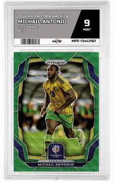 2024 PRIZM COPA AMERICA GREEN WAVE #124 MICHAIL ANTONIO MPE 9 MINT — graded card up for auction