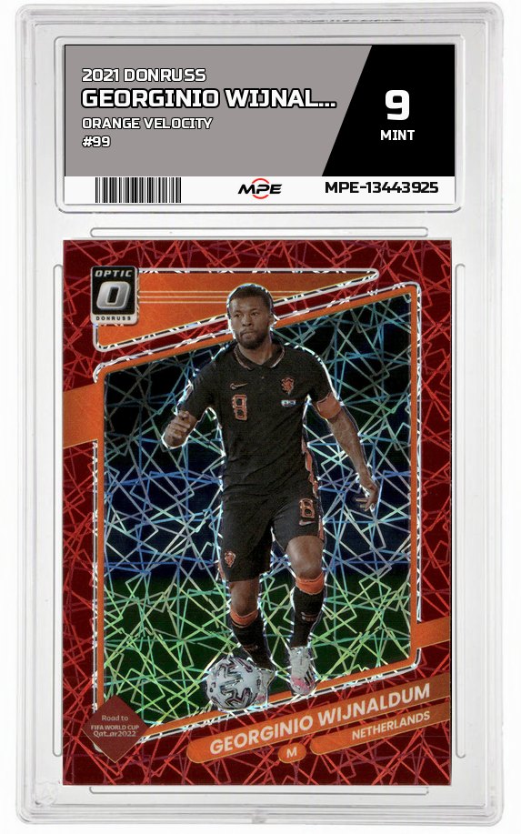 2021 DONRUSS ORANGE VELOCITY #99 GEORGINIO WIJNALDUM MPE 9 MINT — graded card auctioned from the MPE vault