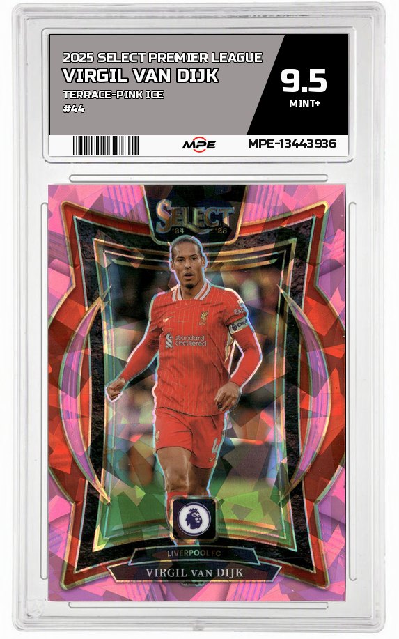 2025 SELECT PREMIER LEAGUE TERRACE-Pink Ice #44 VIRGIL VAN DIJK MPE 9.5 MINT+ — graded card auctioned from the MPE vault