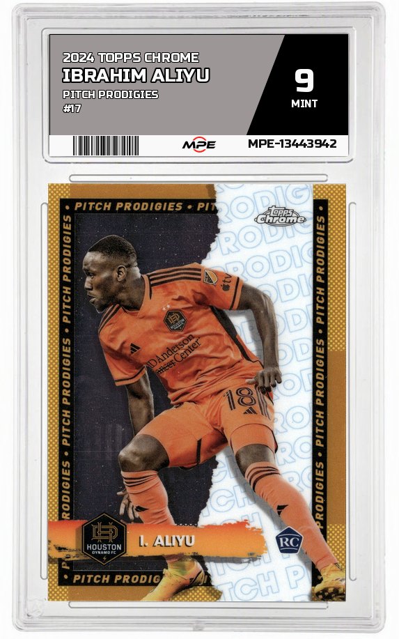 2024 TOPPS CHROME PITCH PRODIGIES #17 IBRAHIM ALIYU MPE 9 MINT — graded card auctioned from the MPE vault