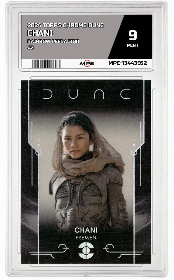 2024 TOPPS CHROME DUNE Rainbow Refractor #2 CHANI MPE 9 MINT — graded card auctioned from the MPE vault