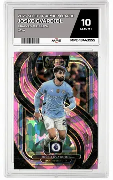 2025 SELECT PREMIER LEAGUE Cracked Ice Prizm #154 JOSKO GVARDIOL MPE 10 GEM/MT — graded card up for auction
