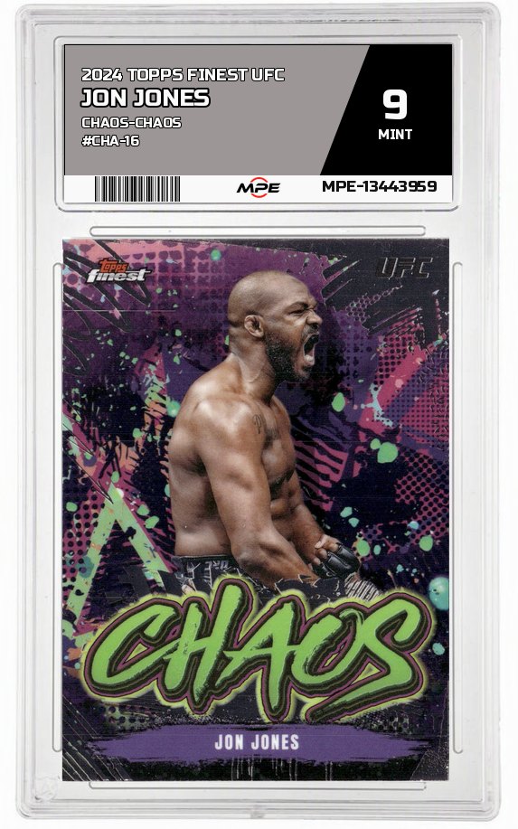 2024 TOPPS FINEST UFC CHAOS-Chaos #CHA-16 JON JONES MPE 9 MINT — graded card auctioned from the MPE vault