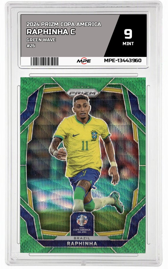 2024 PRIZM COPA AMERICA GREEN WAVE #26 RAPHINHA C MPE 9 MINT — graded card auctioned from the MPE vault