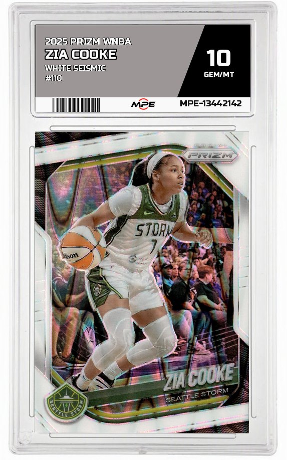 2025 PRIZM WNBA White Seismic #110 ZIA COOKE MPE 10 GEM/MT — graded card auctioned from the MPE vault
