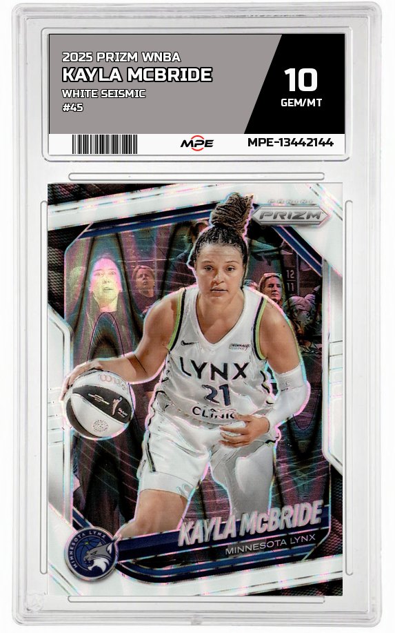 2025 PRIZM WNBA White Seismic #45 KAYLA MCBRIDE MPE 10 GEM/MT — graded card auctioned from the MPE vault