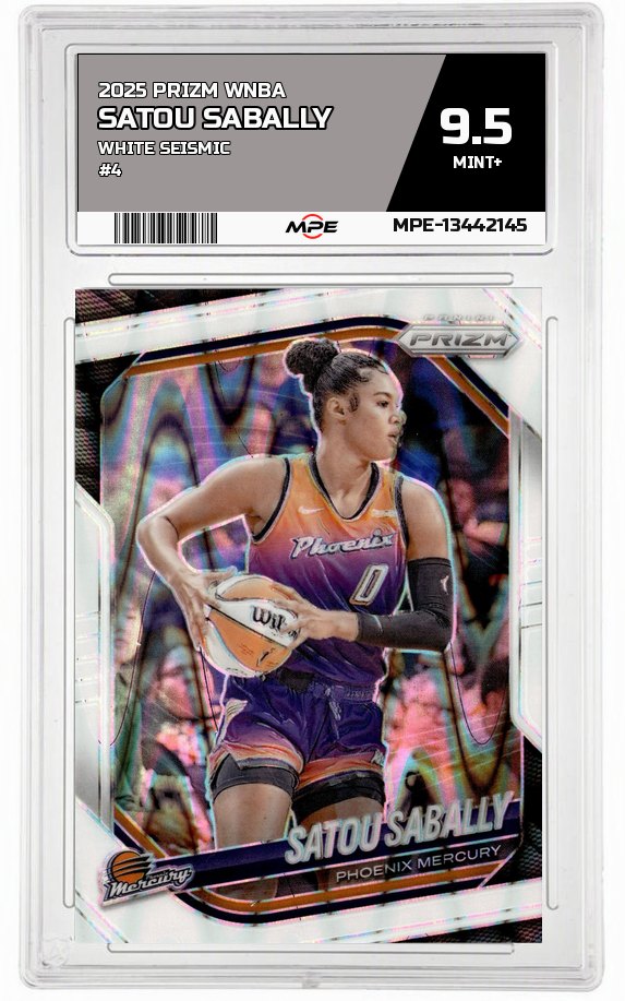 2025 PRIZM WNBA White Seismic #4 SATOU SABALLY MPE 9.5 MINT+ — graded card auctioned from the MPE vault