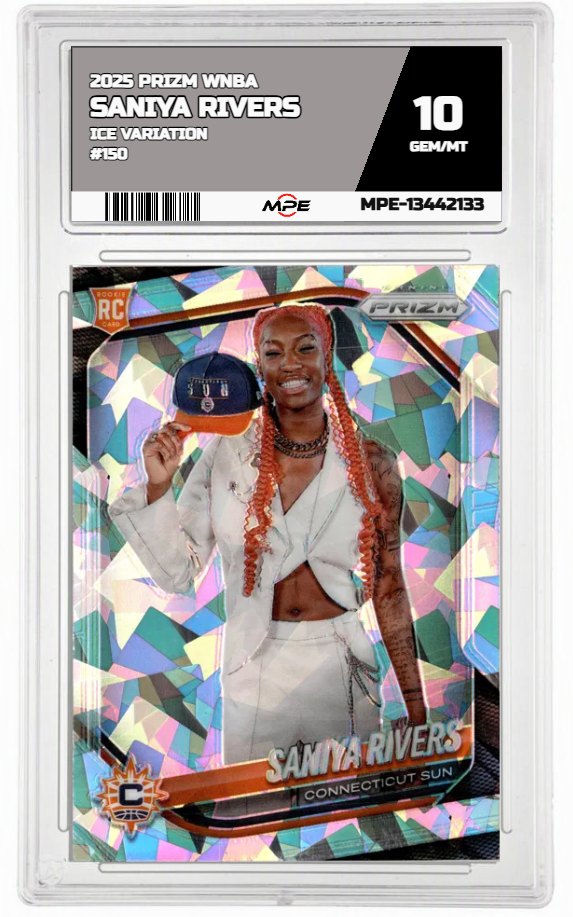 2025 PRIZM WNBA Ice VARIATION #150 SANIYA RIVERS MPE 10 GEM/MT — graded card auctioned from the MPE vault
