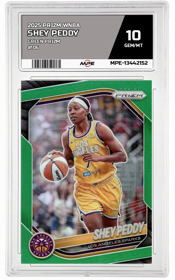 2025 PRIZM WNBA GREEN PRIZM #106 SHEY PEDDY MPE 10 GEM/MT — graded card auctioned from the MPE vault