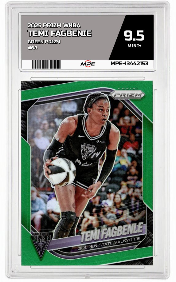 2025 PRIZM WNBA GREEN PRIZM #68 TEMI FAGBENIE MPE 9.5 MINT+ — graded card auctioned from the MPE vault